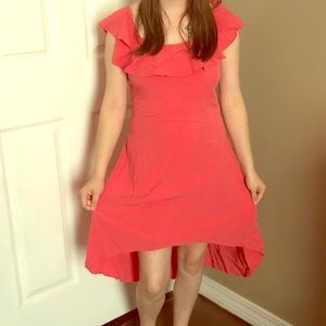 Coral high low dress size L